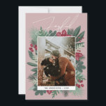 Glatt. Vinterjullens botaniska gröna foto Julkort<br><div class="desc">"Glatt" botaniskt grönt jokertecken för vinter-Helgdagar.</div>