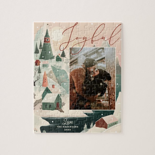 Glatt vinterlandskap i bergsområden vid jul pussel (Vertikal)