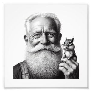 Glatta assistenter: Older Man och Chipmunk Wall Ar Fototryck
