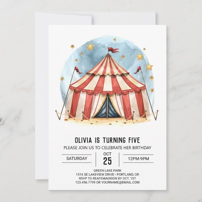 Glatta barnfestivalen Circus Birthday Inbjudningar (Framsida)
