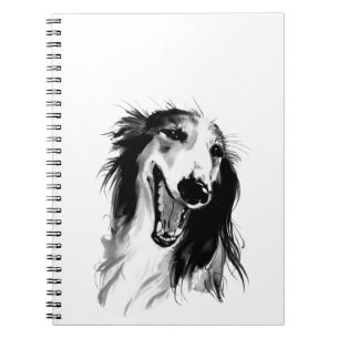 Glatta Borzoi Färgning av svart och vitt Bläck Anteckningsbok
