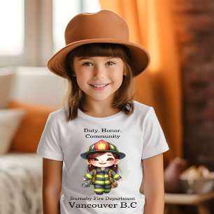 Glatta brandsläckare i ljusa växlar med kamera t shirt