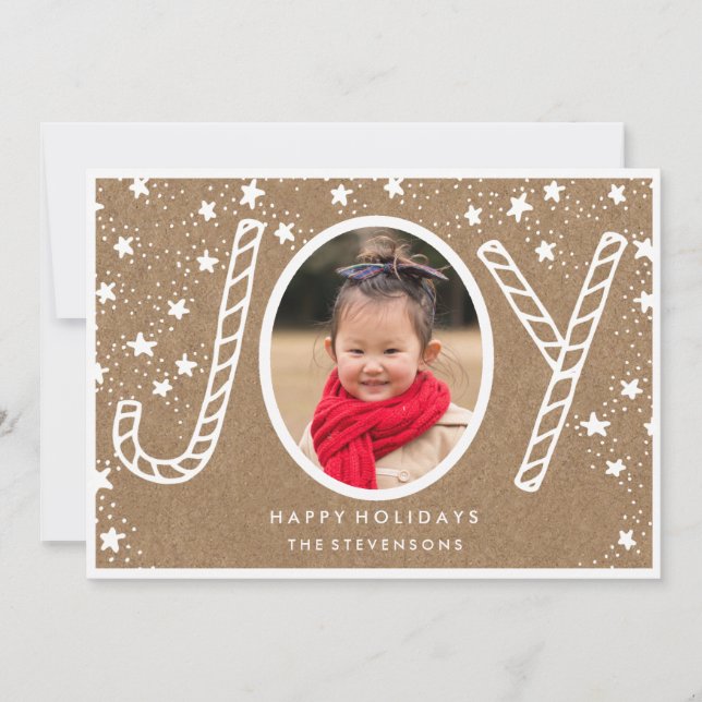 Glatta Candy cane | Rustic Kraft Helgdag Card Julkort (Framsida)
