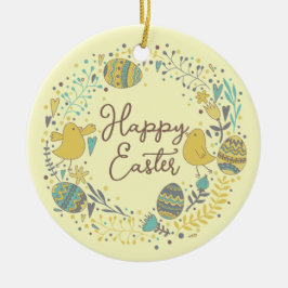 Glatta Chickar Ägg och Hälsning Julgransprydnad Keramik