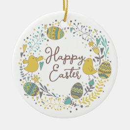 Glatta Chickar Ägg och Hälsning Julgransprydnad Keramik