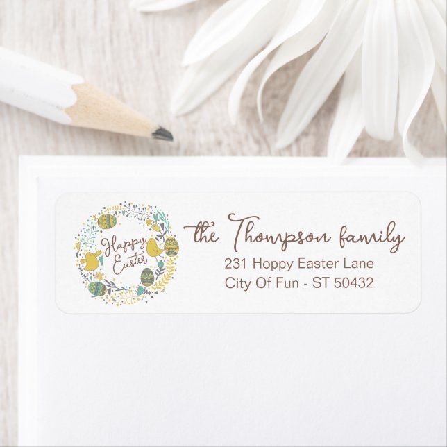 Glatta Chickar Ägg och Hälsning Returadress Etikett (Insitu)