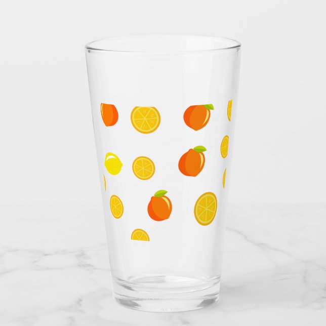 Glatta citrusfrukter: citroner och Orangar Glaskopp (Framsida)