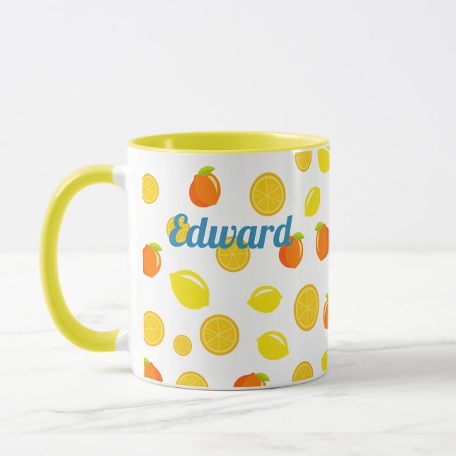 Glatta citrusfrukter: citroner och Orangar Mugg (Vänster)
