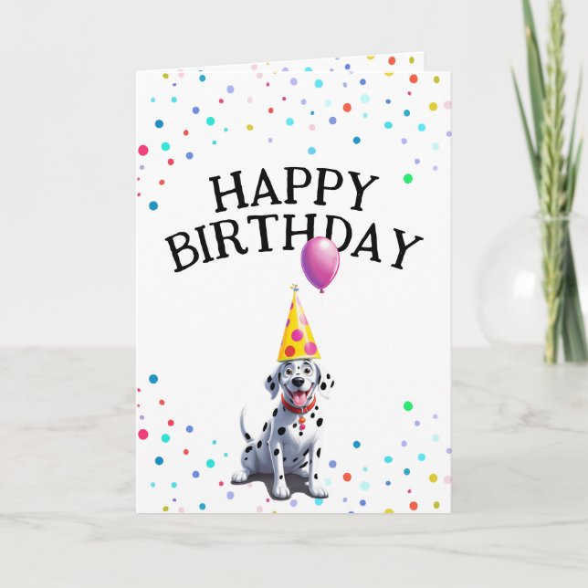 Glatta Dalmatien Hund och Konfetti Birthday Kort (Framsida)