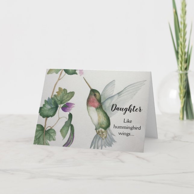 Glatta dotterdjurets födelsedag Hummingbird-Elegan Kort (Framsida)