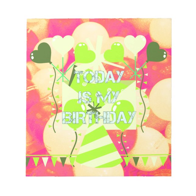 Glatta Firande-designen: I dag är min födelsedag Anteckningsblock (Framsida)