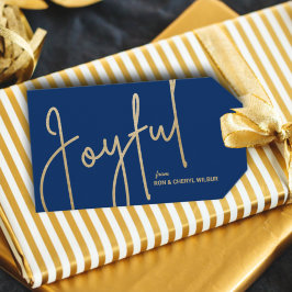 GLATTA Guld Faux Foil Blue Presentetikett
