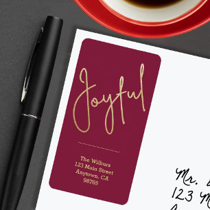 GLATTA Guld Faux Foil Cranberry Adress Adressetikett