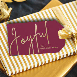 GLATTA Guld Faux Foil Cranberry jul Presentetikett