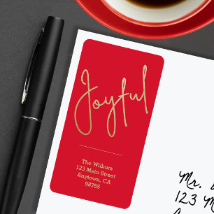 GLATTA Guld Faux Foil Red jul Adress Adressetikett