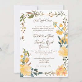 Glatta gyllene Blommar Inbjudningar