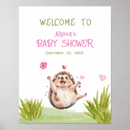 Glatta Hedgehog Garden Party Baby Shower Välkommen Poster