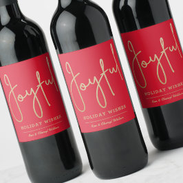 GLATTA Helgdag Guld Faux Foil Red Vinflaska Etikett