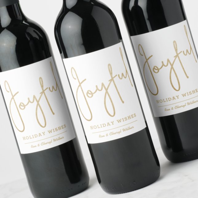 GLATTA Helgdag Guld Vinflaska Etikett (Skapare uppladdad)