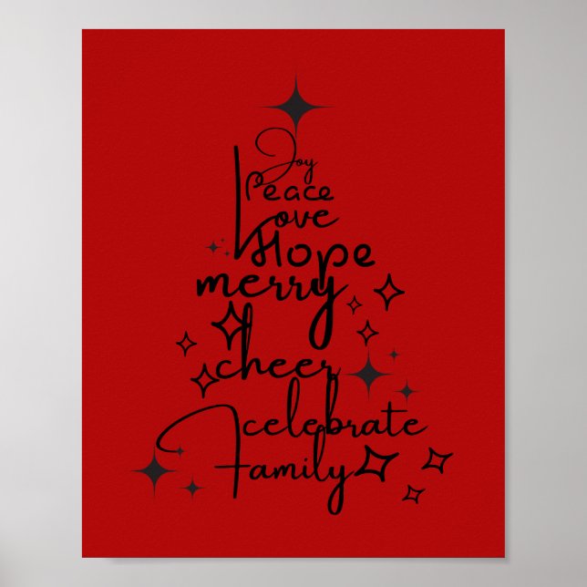 Glatta Helgdag Träd - Typografi Art Festive Ord Poster (Framsidan)