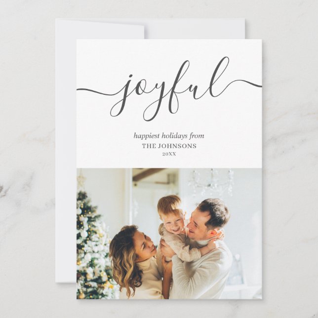 Glatta Helgdagar - handskriftsformat - enkelt foto Julkort (Framsida)