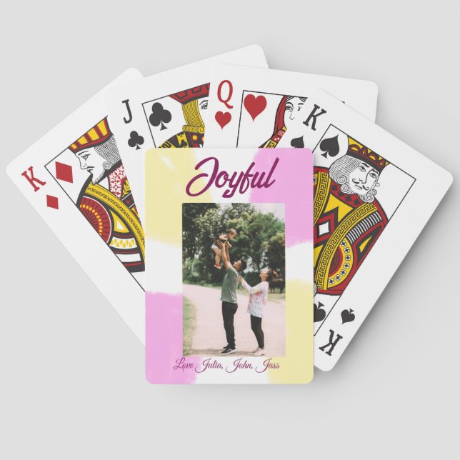 glatta helgdagar i rosa gult, fotofamiljretro casinokort (Baksidan)