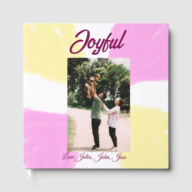 glatta helgdagar i rosa gult, fotofamiljretro gästböcker (Framsida)