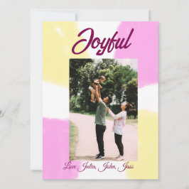 glatta helgdagar i rosa gult, fotofamiljretro julkort