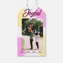 glatta helgdagar i rosa gult, fotofamiljretro presentetikett