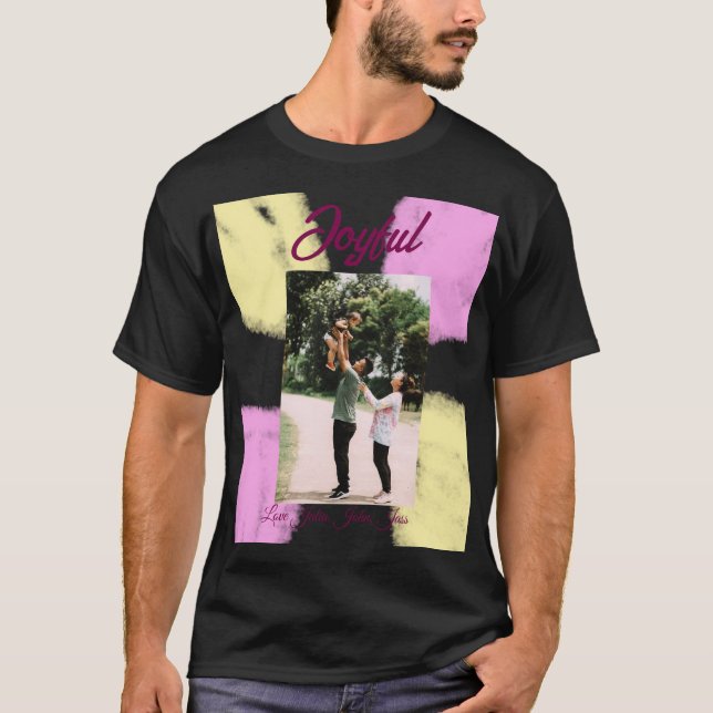 glatta helgdagar i rosa gult, fotofamiljretro t shirt (Framsida)