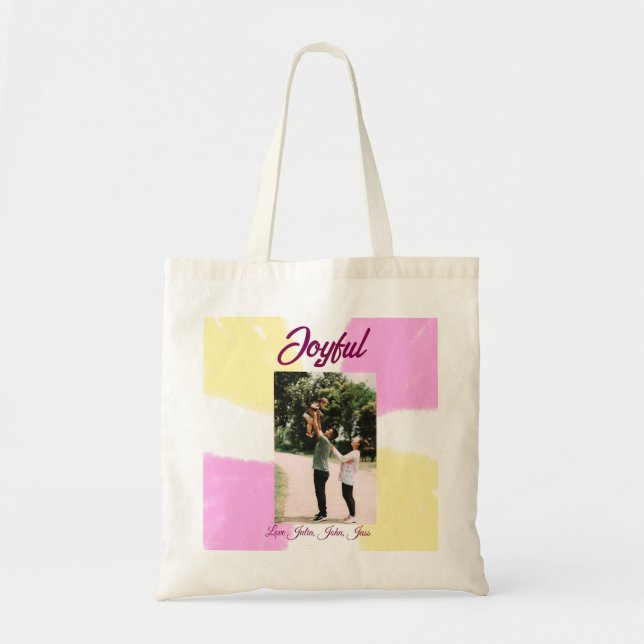 glatta helgdagar i rosa gult, fotofamiljretro tygkasse (Framsidan)