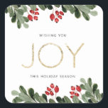 Glatta Holly Fyrkantigt Klistermärke<br><div class="desc">Glatt Boughof Holly Helgdag Gift Märkre Sticker</div>