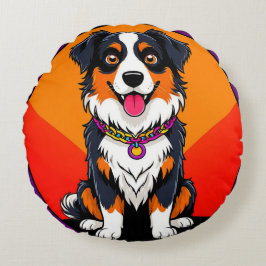 Glatta illustrationen Tecknad hund Rund Kudde