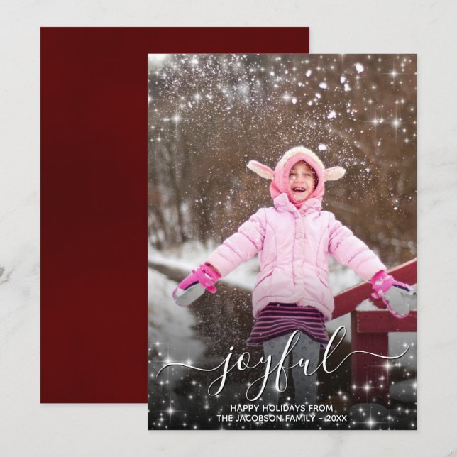 Glatta julfestar Foton Red Julkort (Fram/baksida)