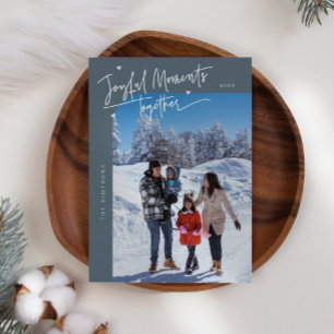 Glatta julfoto tillsammans Slate Blue Julkort