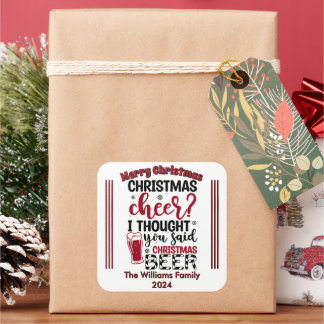 Glatta julklappar och öl! fyrkantigt klistermärke