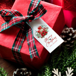 Glatta jullblommor och ljus buquet presentetikett