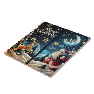Glatta jultomten på snöjulen Kväll Kakelplatta