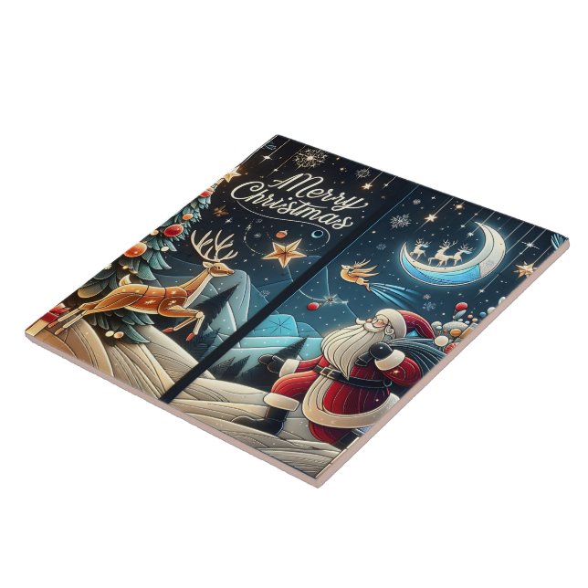 Glatta jultomten på snöjulen Kväll Kakelplatta (Sidan)