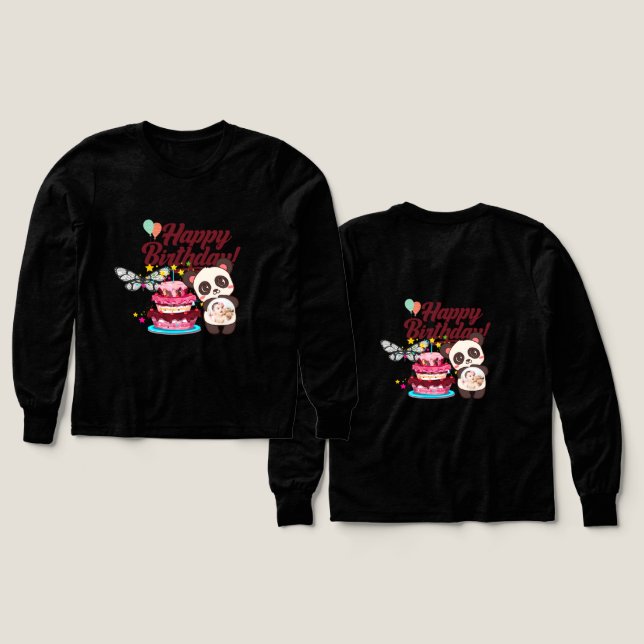 Glatta Konfetti Grattis på födelsedagen Hälsning T Shirt (Design framsida och baksida)