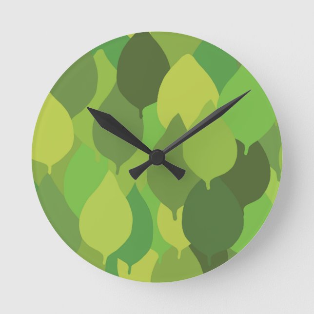 Glatta Lush Löv - sömlösa yta mönster. Rund Klocka (Framsida)