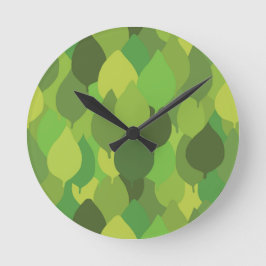 Glatta Lush Löv - sömlösa yta mönster. Rund Klocka