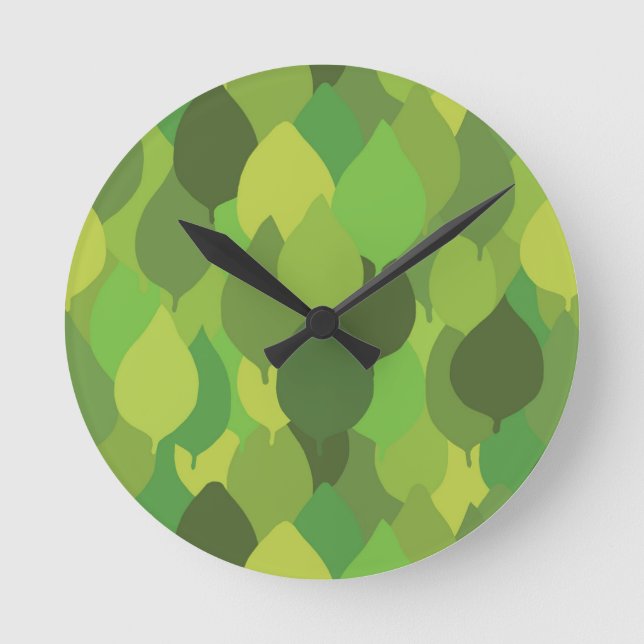 Glatta Lush Löv - sömlösa yta mönster. Rund Klocka (Framsida)