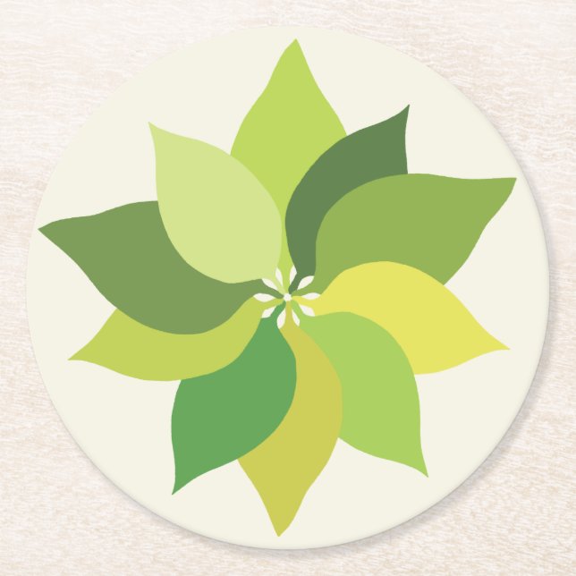 Glatta Lush Löv. Underlägg Papper Rund (Framsidan)