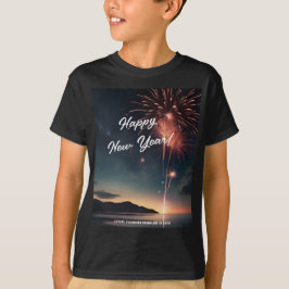 Glatta nya år-skript i Fireworks-skripttypografi f T Shirt