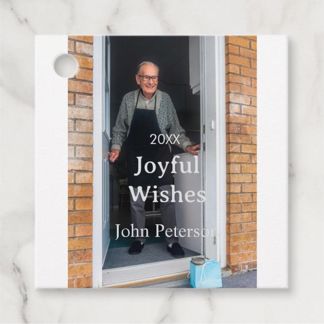 Glatta önskemål lägger till namn fotoman helgdagar gåvor etiketter (Framsida)