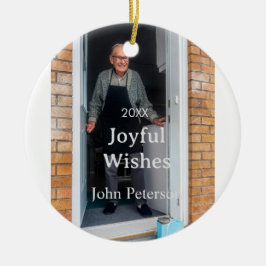 Glatta önskemål lägger till namn fotoman helgdagar julgransprydnad keramik