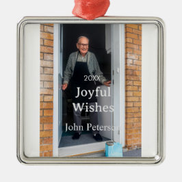 Glatta önskemål lägger till namn fotoman helgdagar julgransprydnad metall