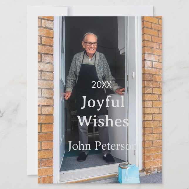 Glatta önskemål lägger till namn fotoman helgdagar julkort (Framsida)