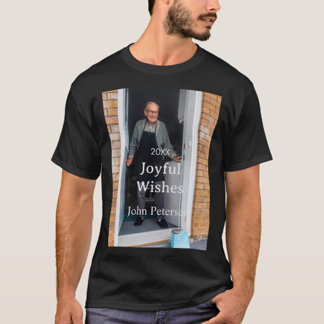 Glatta önskemål lägger till namn fotoman helgdagar t shirt (Framsida)